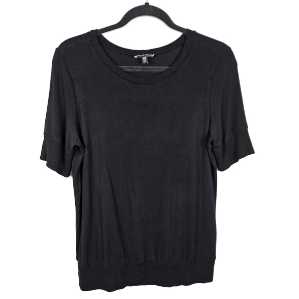 Universal Standard Aimee Liquid Jersey Rib Hem Tee - Black - Picture 2 of 7